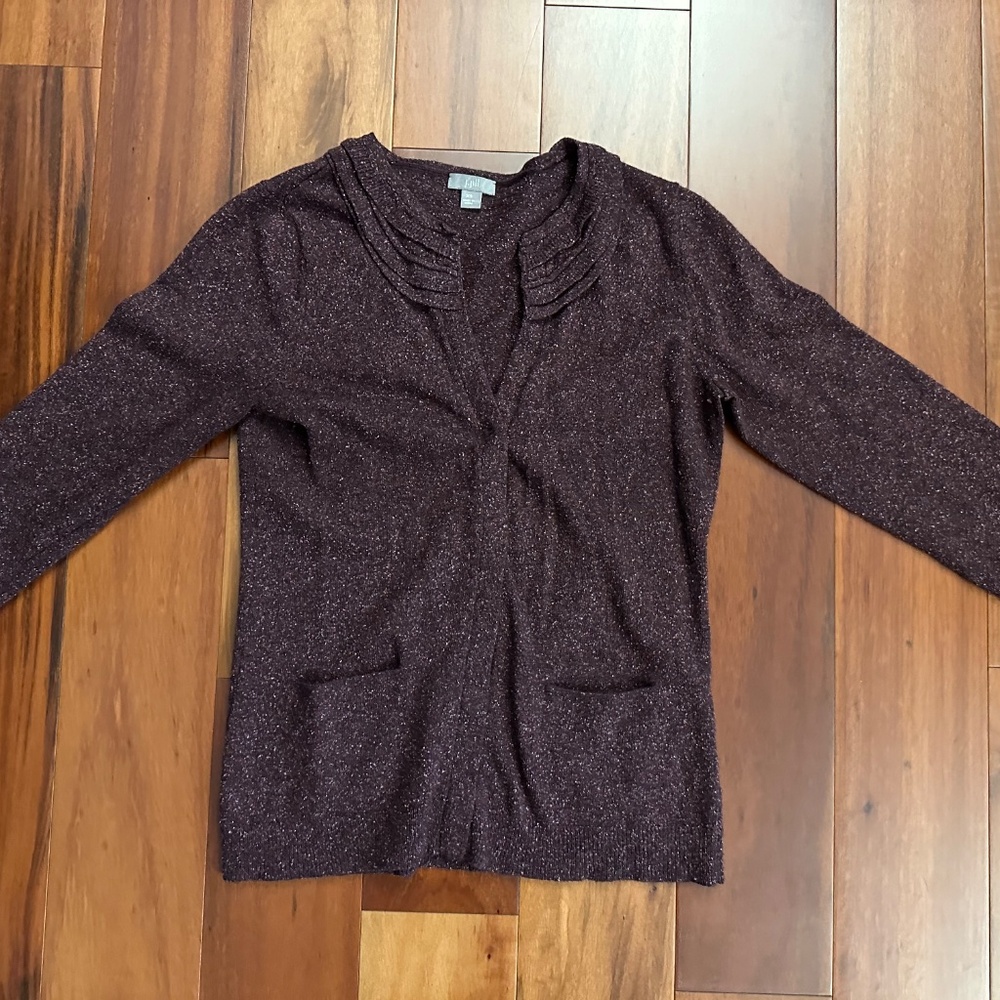 J. Jill Button Front Cardigan Sweater Speckled Maroon Size XS